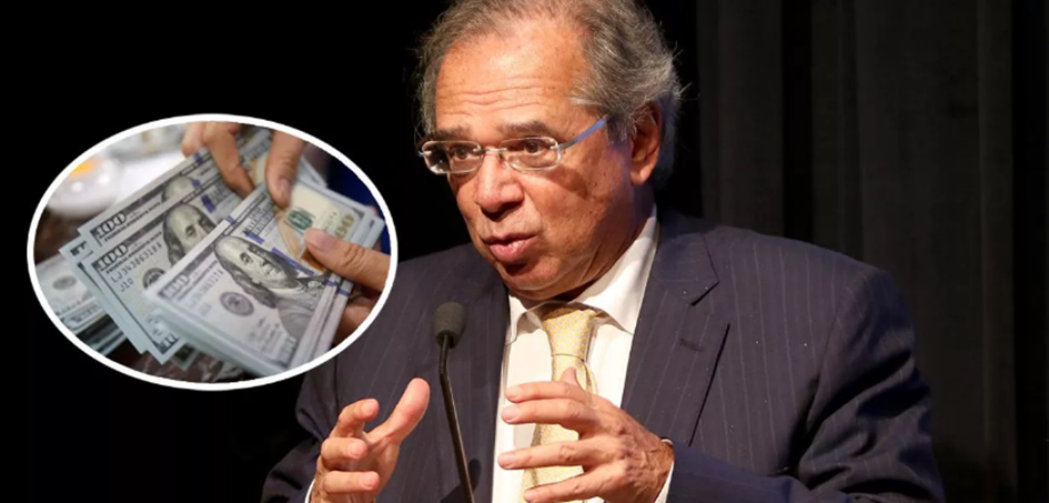 Dólar e o ministro da Economia, Paulo Guedes (Foto: Reuters | Wilson Dias/Agência Brasil)